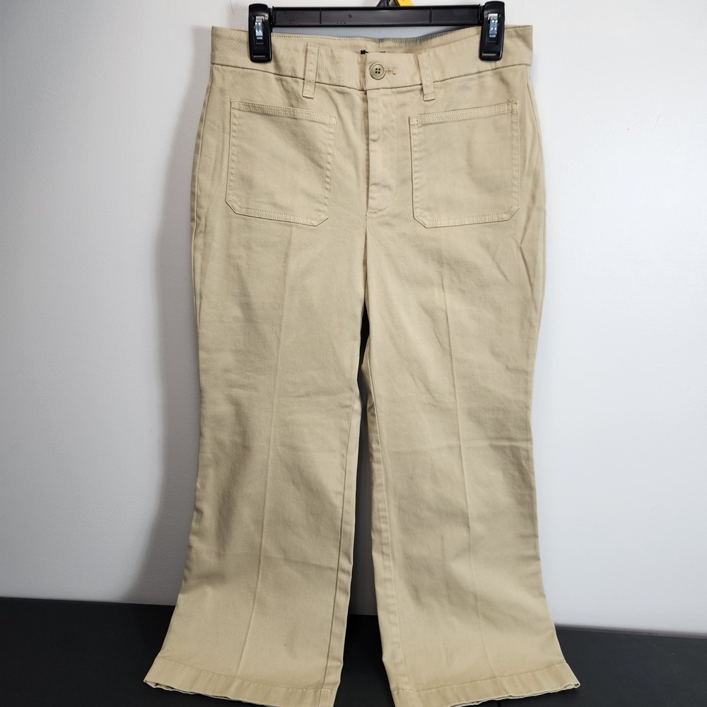 J Crew Charley Kickout Cropped Pant Chino Beige High Rise Stretch 28P Minimalist